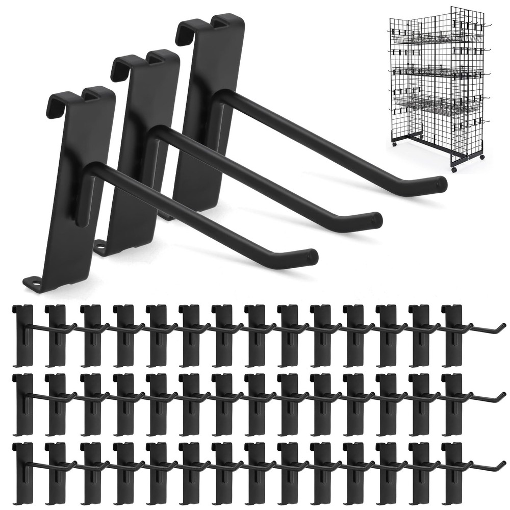 Gridwall Hooks 60 Pcs Pack in 4 Inch Gridwall & Fixtures Hooks for Grid Wall ...