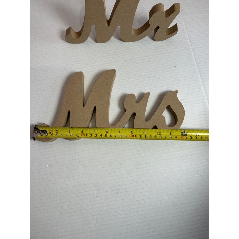 Script 'Mrs Mr' Wooden Table Decor.