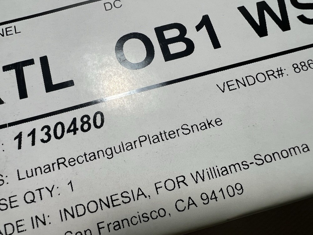 Williams Sonoma Lunar Snake Large Rectangular Platter Blue