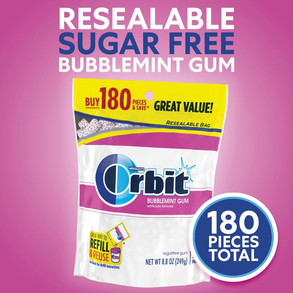 pack Orbit Bubblemint Sugar Free Chewing Gum Value Pack Ct Bag