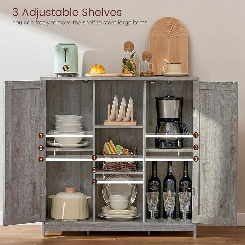 Multi-functional Storage Cabinet Buffet Sideboard W/ Open Shelves Dining Room US