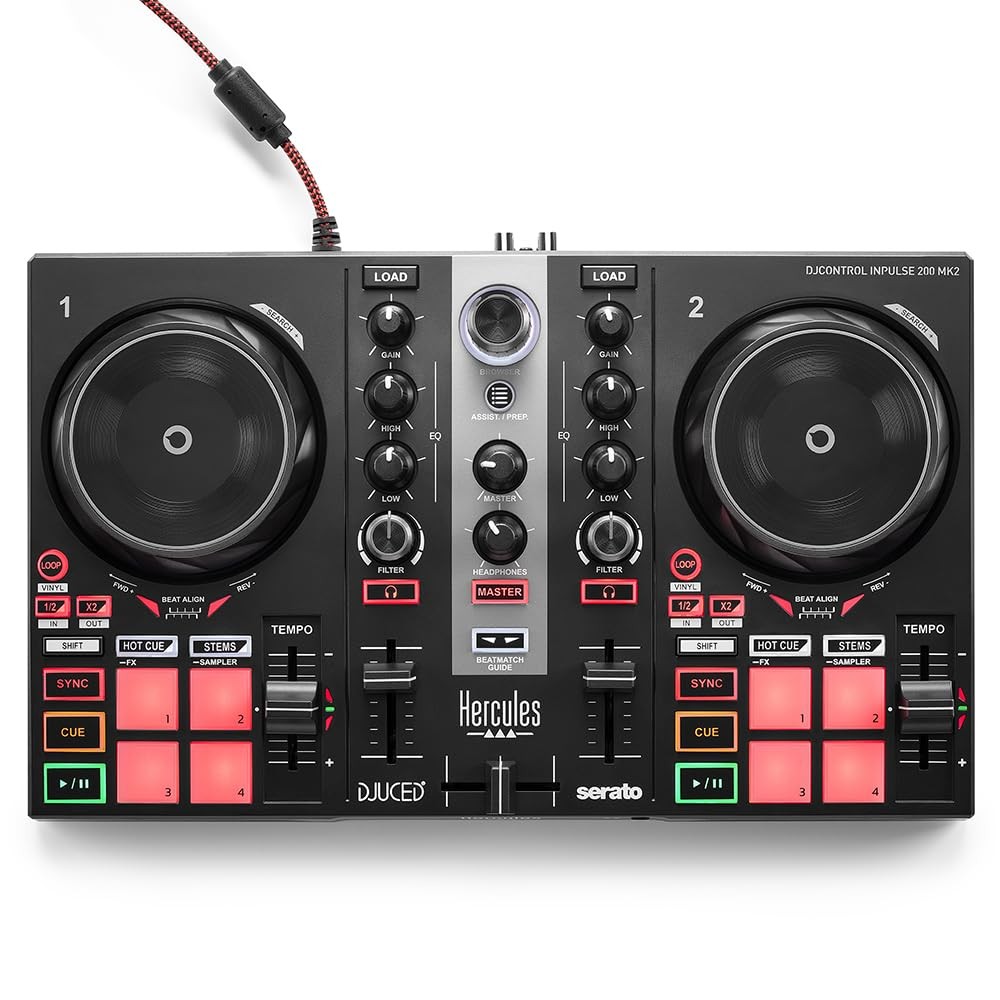 Hercules DJControl Inpulse 200 MK2 Black DJ Controller Ideal Learning Software