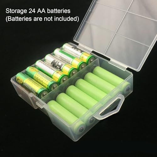 24 x AA Battery Storage Case Holder Organizer Box Transparent