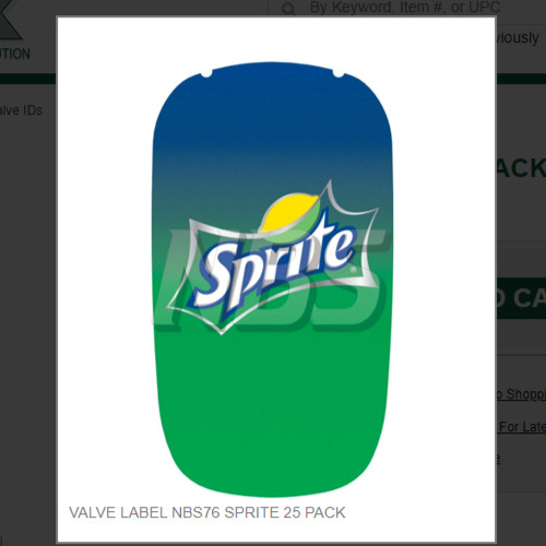 VALVE LABEL NBS76 SPRITE 25 PACK # VI02761025