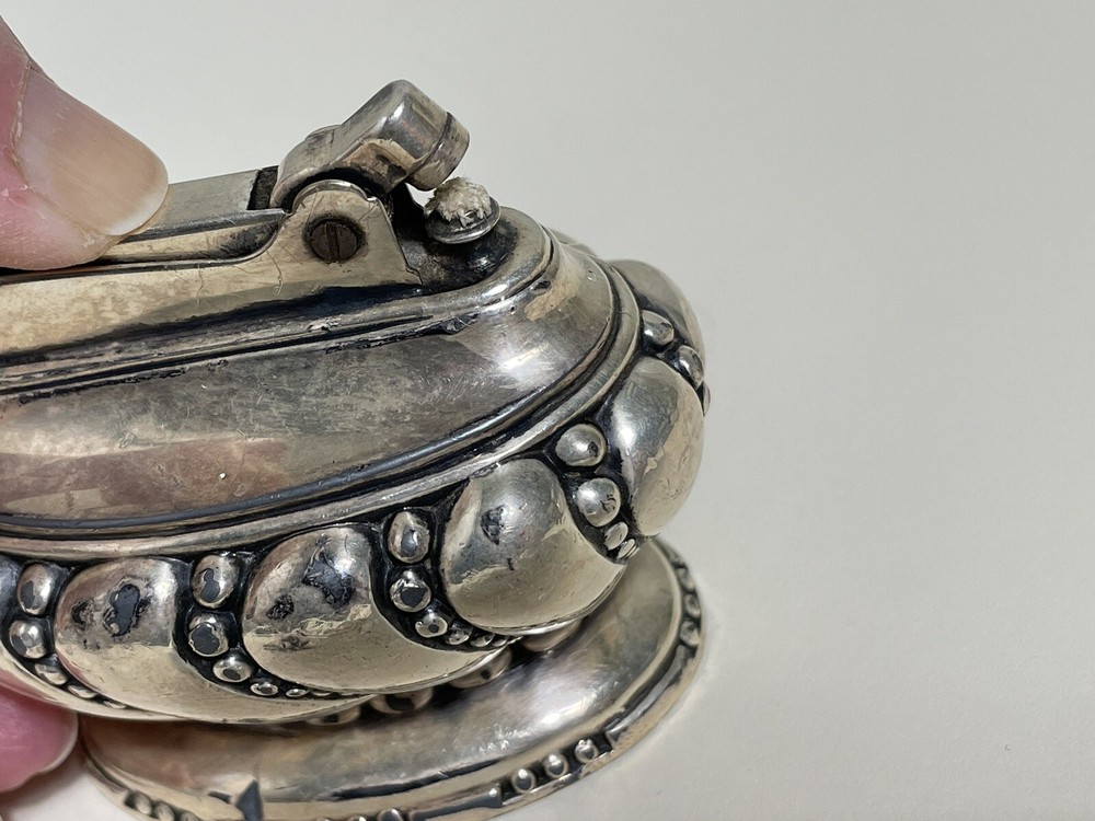 Vintage Ronson Crown Silver Plated Table Top Cigarette Cigar Lighter-Untested