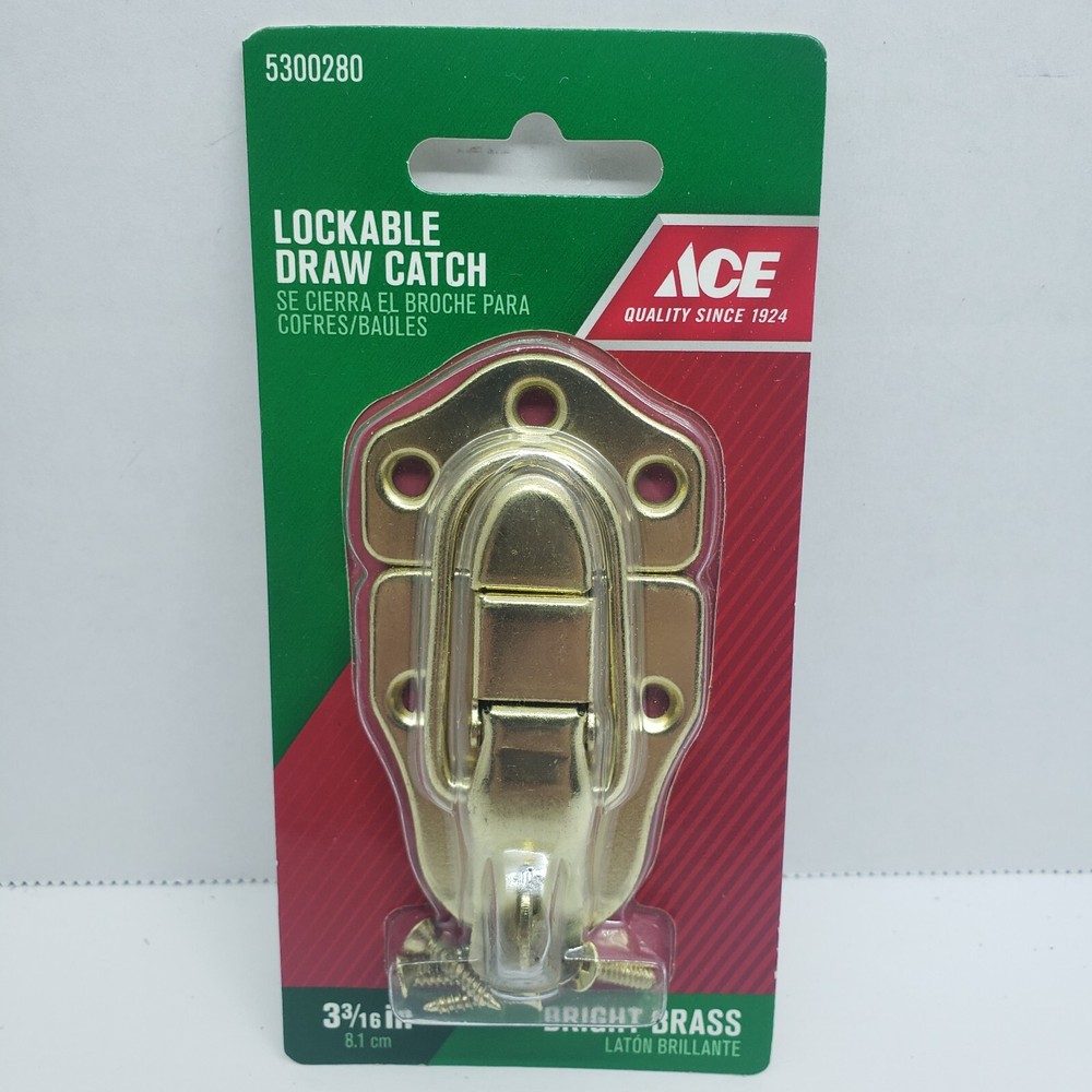 ACE Lockable Draw Catch Bright Brass  3-3/16"  #5300280