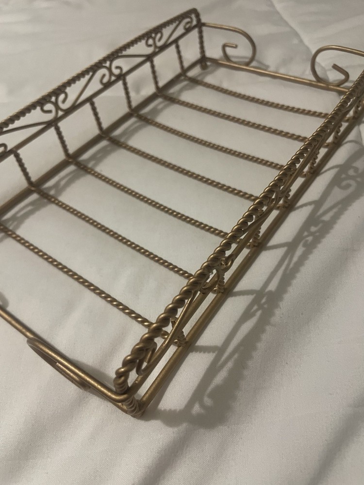 Tissue Box Holder Gold Wire Vintage