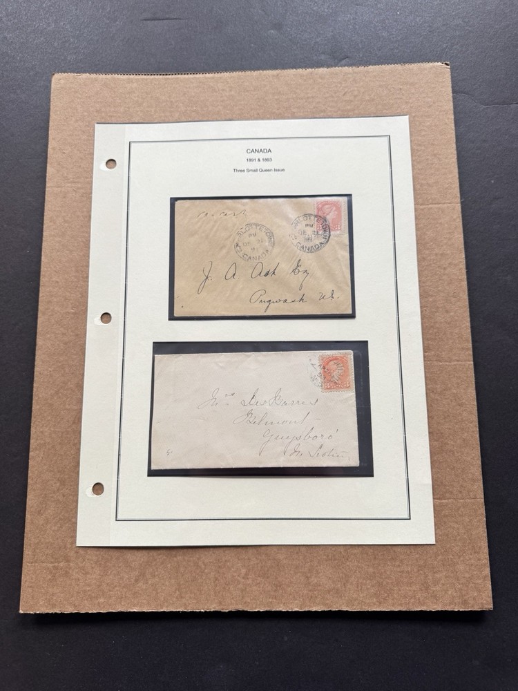 Canada Classic Cover Pair +Three Small Queen Issue #37 +2 Shades +Interesting
