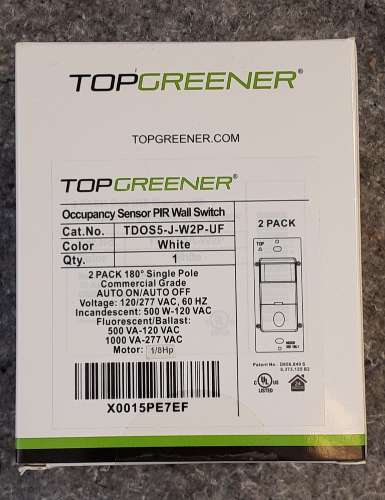 2-Pack - TOPGREENER Occupancy Sensor PIR Wall Switch TDOS5-J-W2P-UF - White