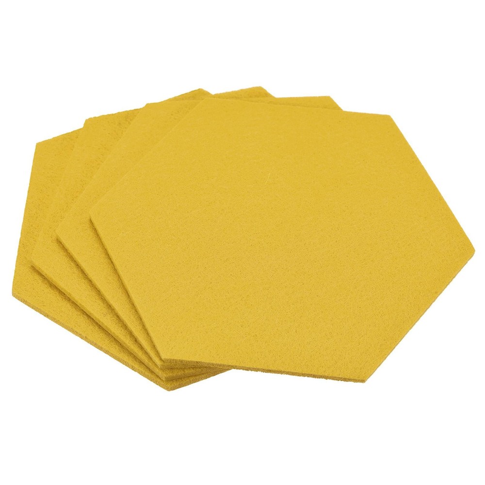 Felt Coasters 4pcs Hexagonal Yellow Tampons