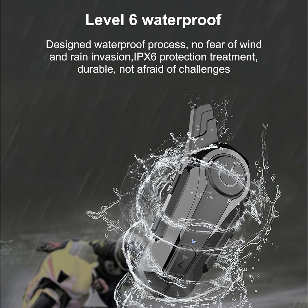 Motorcycle Bluetooth Headset 2-Pack: Waterproof & Noise Cancelling, 400M Range
