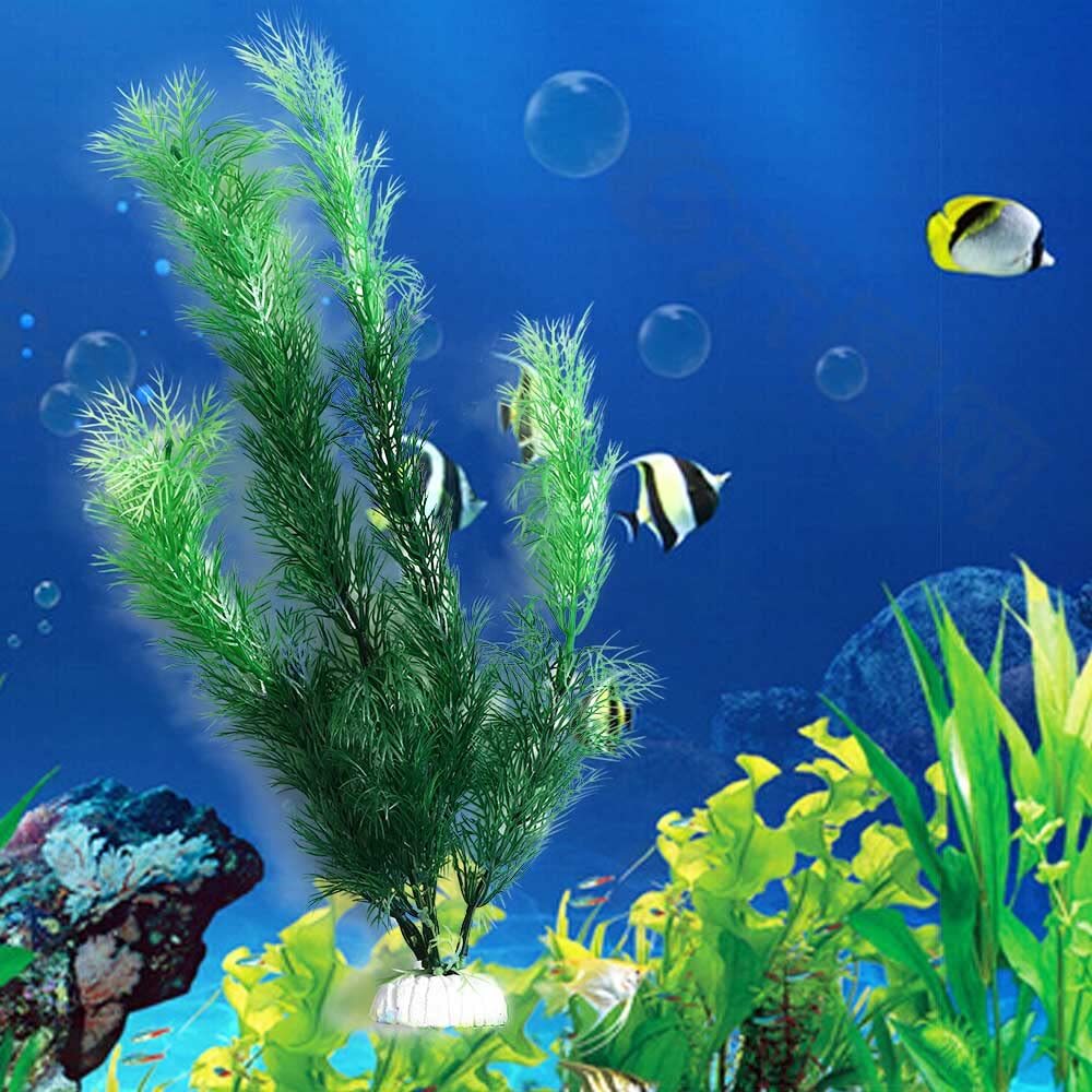 2PCS Aquarium Plants Artificial Green Plastic Fish Tank Decorations Set