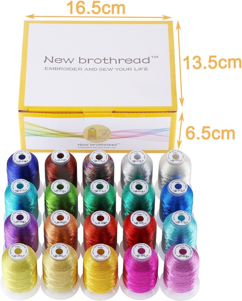 Elite Metallic Embroidery Thread Collection - 20 Colors