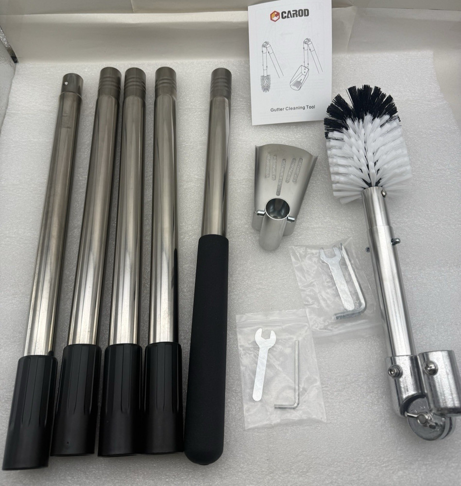 Gutter Cleaning Tools, 6.4FT Gutter Cleaner with Pole & Gutter Brush, *READ...