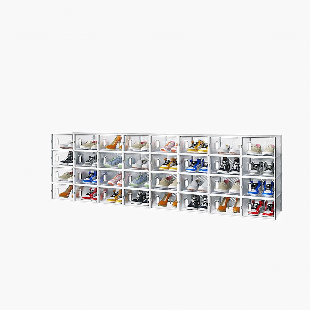 White, Small Size, 32PCS, 33*23*14cm, Shoe Box, Plastic Mesh, Freely Combinable