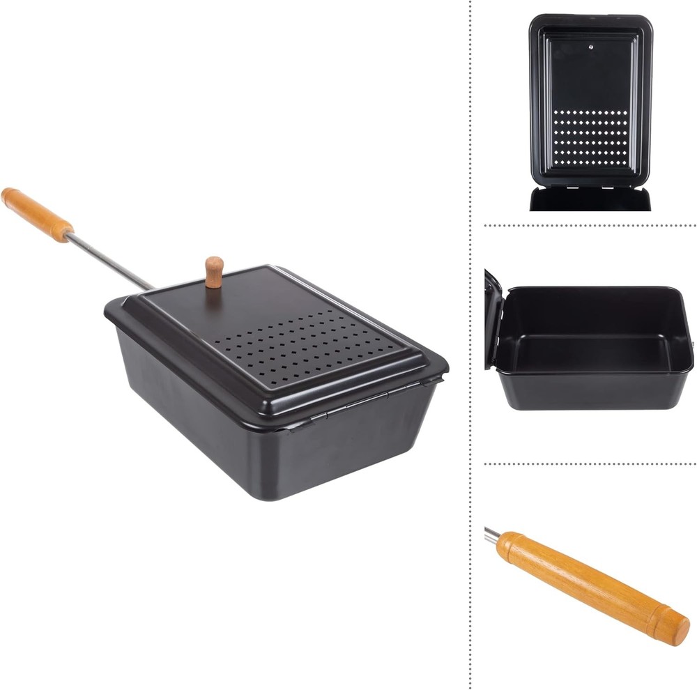 Campfire - Popcorn Maker with Non-Stick Coating and Extended Handle (Black)