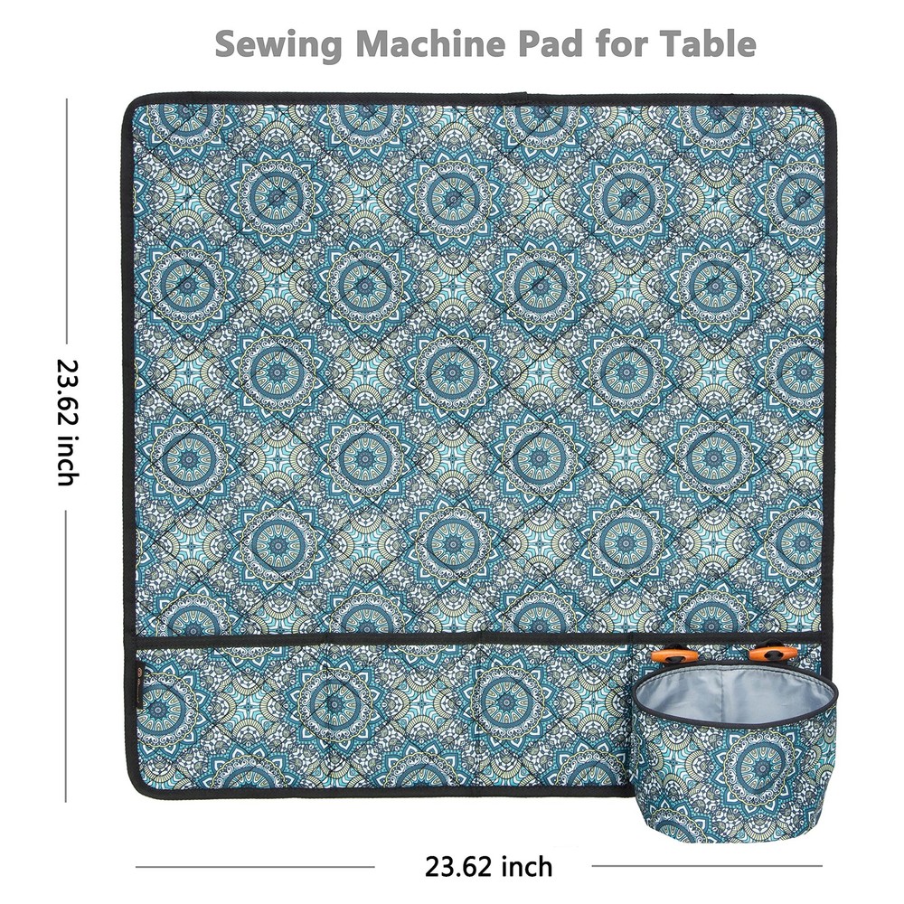 PACMAXI Sewing Machine Pad for Table with Pockets, 6-Mandala Pattern
