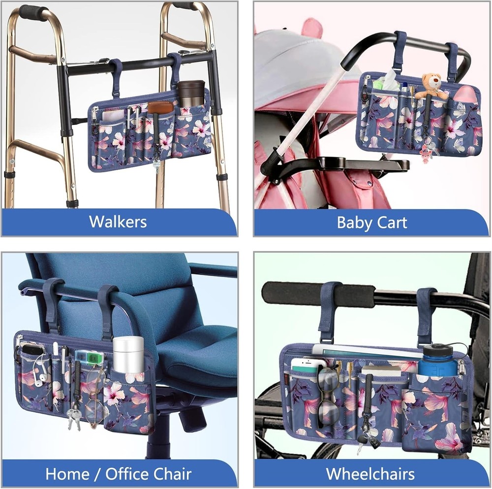 Seniors’ Reflective Wheelchair Bag with Adjustable Straps & Multiple Pockets