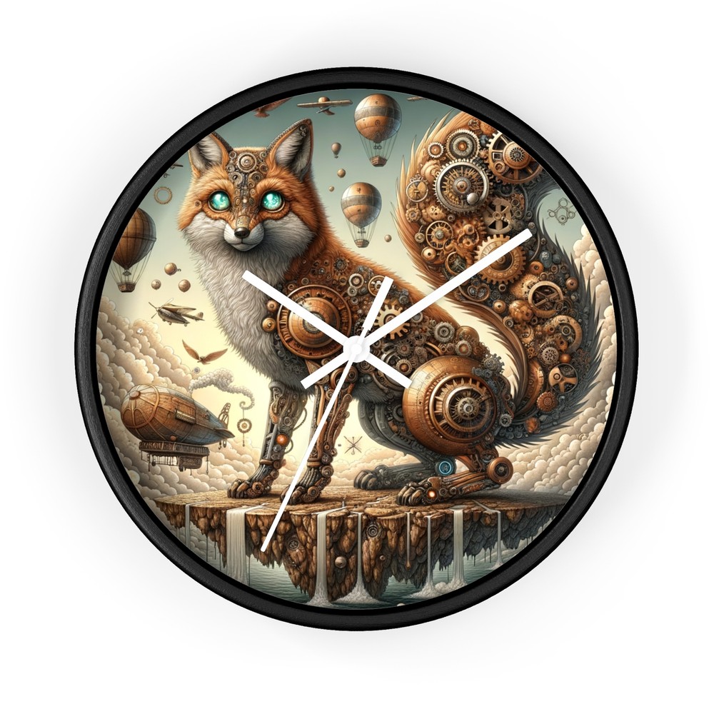Home Decor Wall Clock Steampunk Fox Mechanical Art Print
