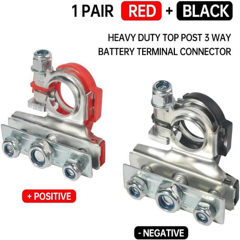 2PCS Battery Terminal Connectors Top Post Battery Wire Cable Terminals Clamp Set