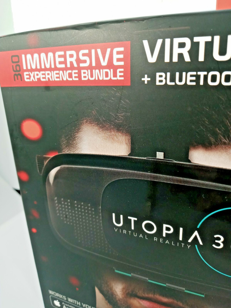 Utopia ReTrak 360 Degree 3D VR Headset Bundle Bluetooth Earbuds & Controller NIB