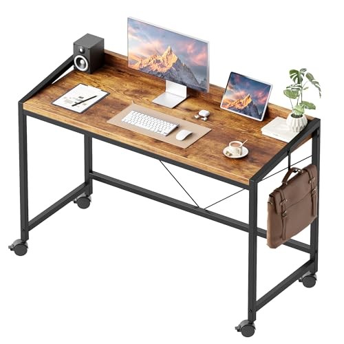 Rolling Computer Desk with Wheels, Gaming Desk for Small Spaces, Modern