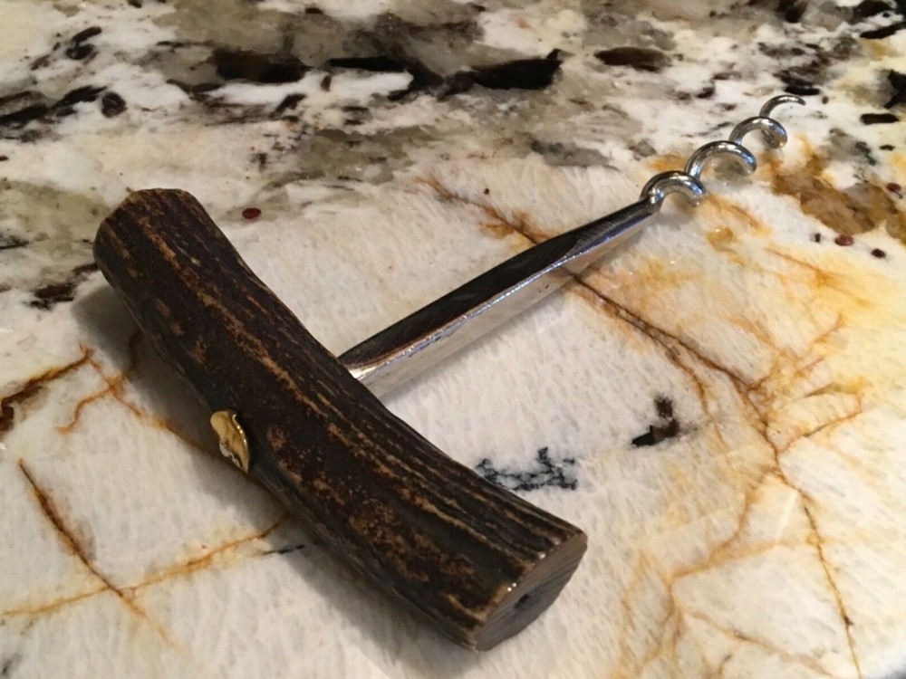 English Horn Handle Corkscrew Wine Bottle