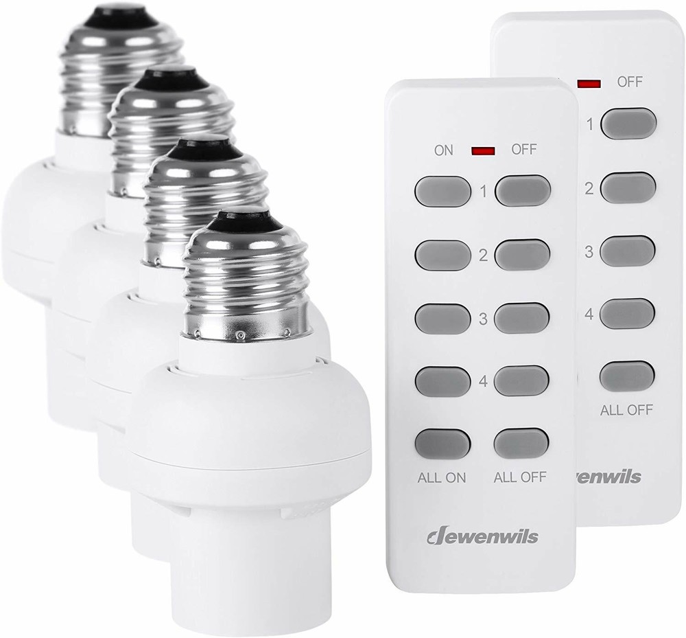 DEWENWILS Remote Control Light Lamp Socket Programmable, 4 Sockets 2 Remotes
