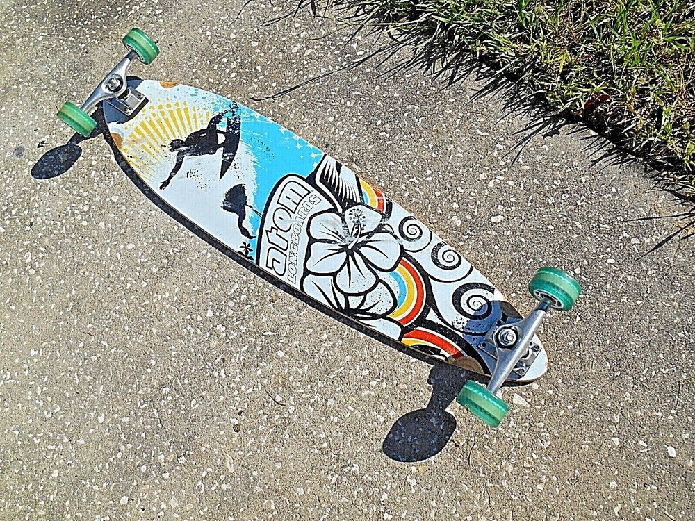 Atom Pintail 39" Longboard Skateboard Concave Maple Deck Blue Surf