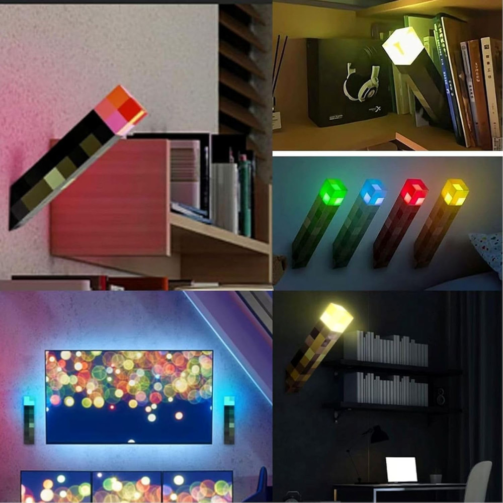 Torch Light with Wall Mounted, 7 Colors Night Light, USB Charging Lighting, Beds