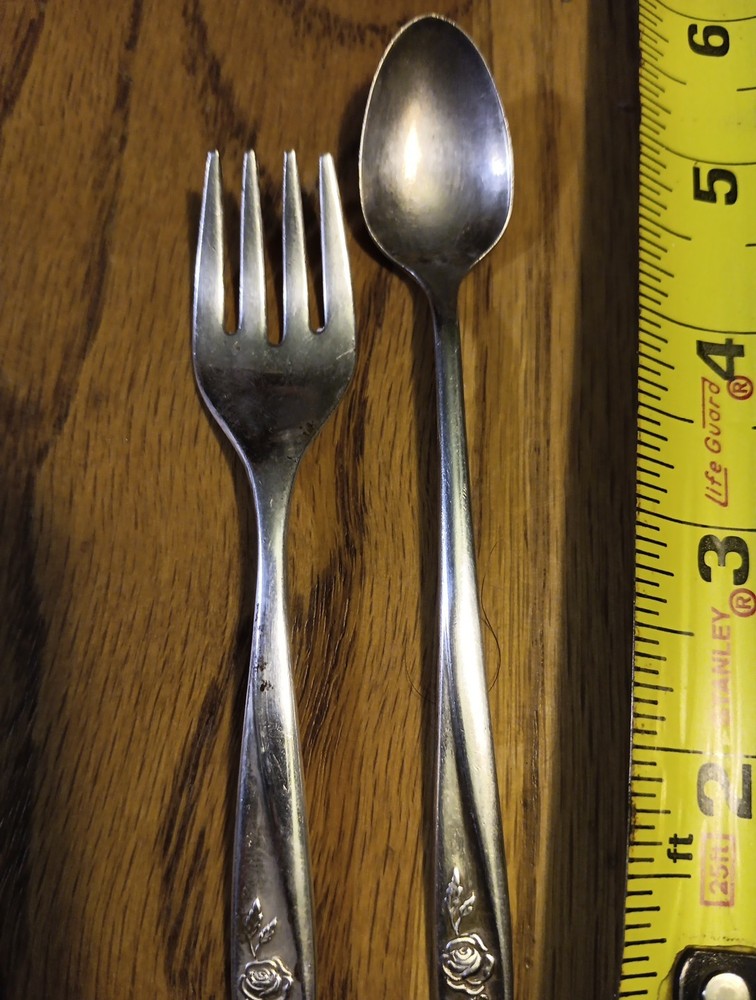 Community Childs Fork And Spoon. Rose Design.