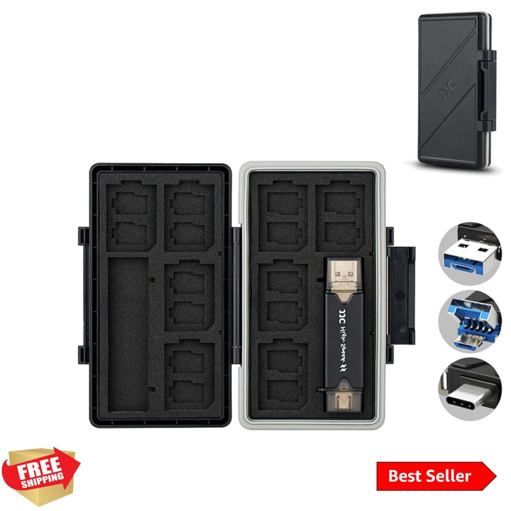 24 Slots Memory Card Case Holder for 16 Micro SD Cards, 8 SD Cards, Includes ...