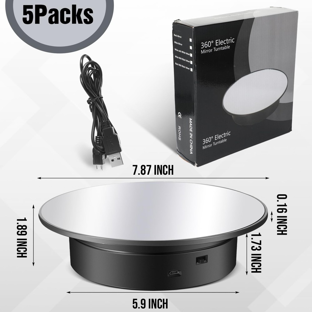 2 Pcs Motorized Rotating Display Stand, 360 Degree Electric Rotating Turntabl...