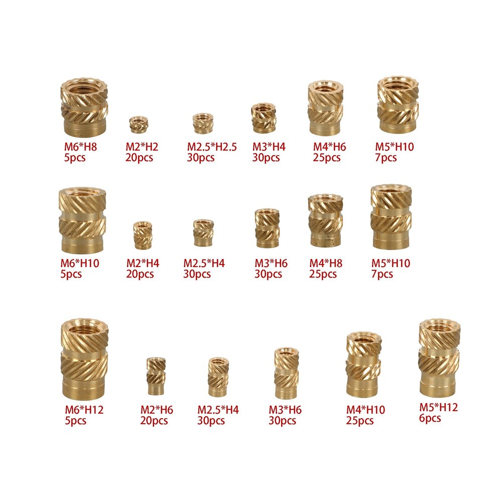 M2 M2.5 M3 - M5 M6 Threaded Inserts, 350Pcs Female Thread Knurled Nuts Kit