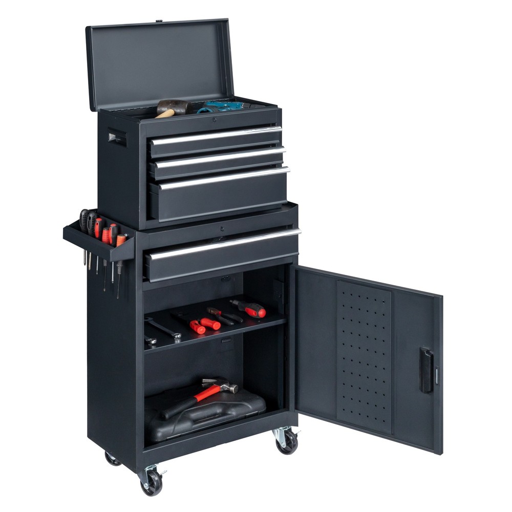 4-Drawer Rolling Tool Cabinet with Bottom Storage & Handle for Garage Workshop