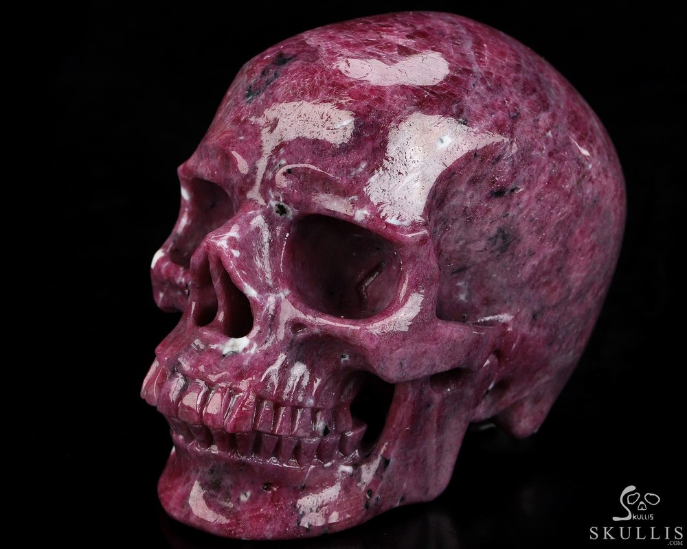 Gemstone 4.3" Ruby Hand Carved Crystal Skull, Super Realistic