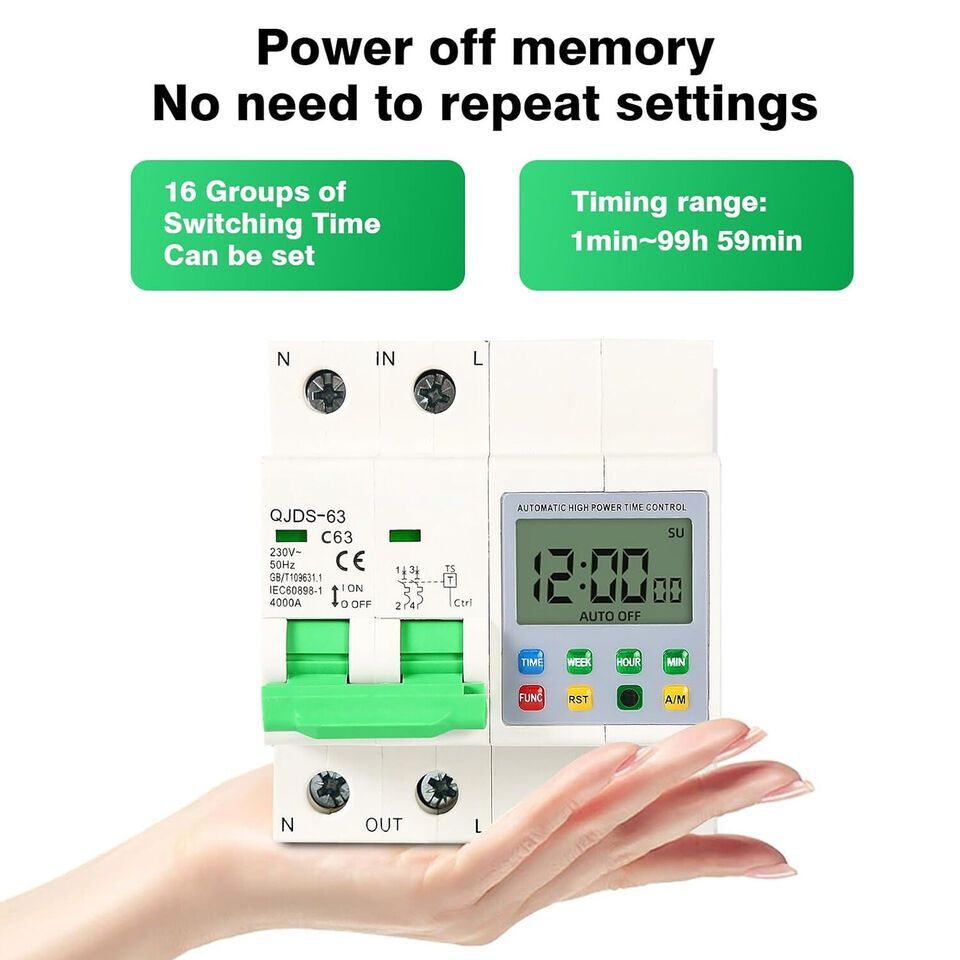 Timer Switch Circuit Breaker Automatic Timer Over Under Voltage Time Protection