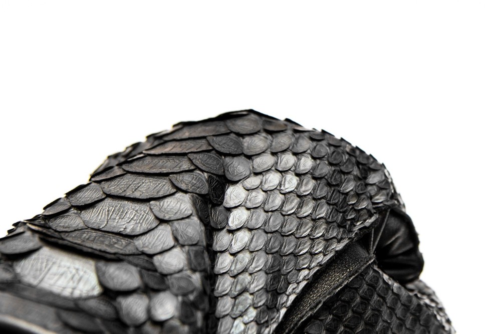 Men's Luxury Matte Black Python Skin Gloves, Sz 10 Large