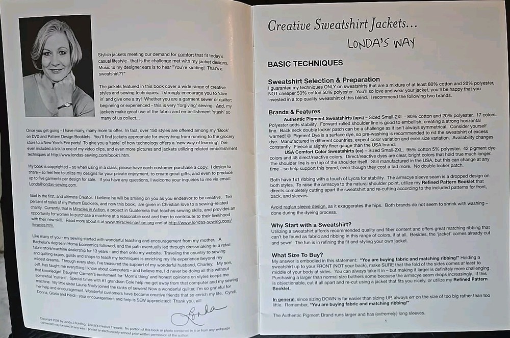 Creative Sweatshirt Jackets... Londas Way. By Londas Creative Threads. Book