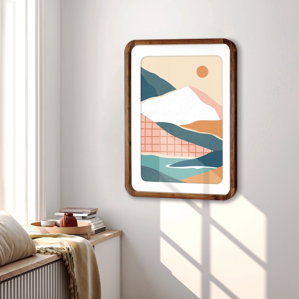 22x28 Matted to 18x24 Walnut Rounded Corner Poster Frame