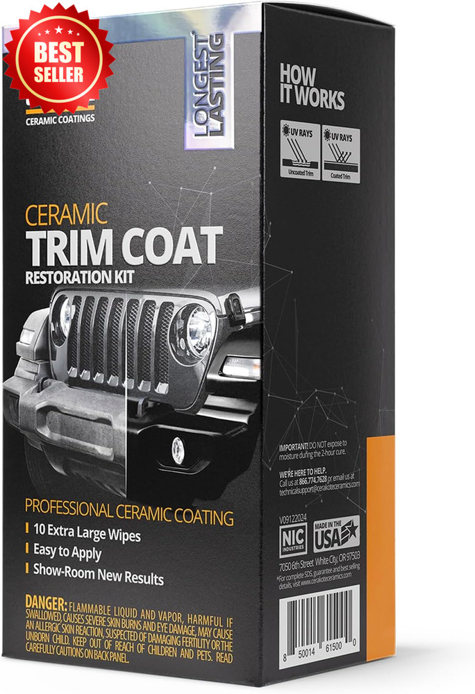 Ceramic Trim Coat Kit Plastic Restorer Quick Coating 200 Wash Durable US