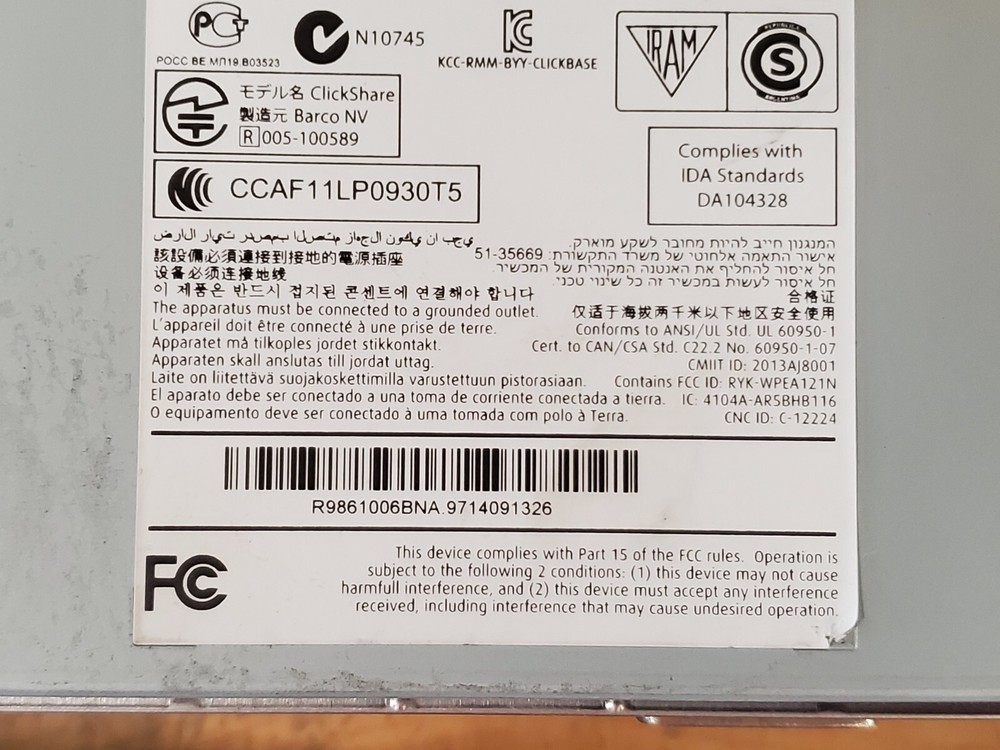 Barco ClickShare CSC-1 Base Unit Wireless Presentation System w/ 4 Buttons