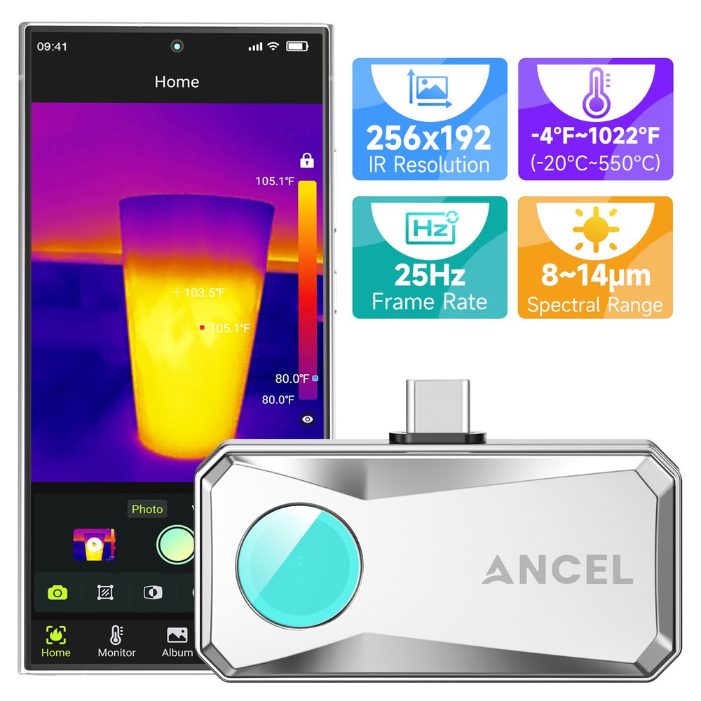 Portable Thermal imaging Camera Imager for Android 256x192 IR Resolution Rate