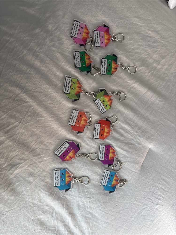 I’m Fine Fire Dumpster Key Chain Lot