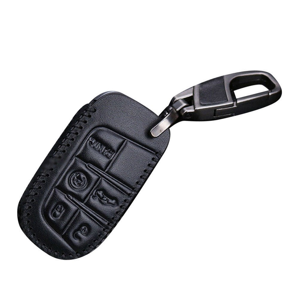 Key Case With Keychain Car Keychain Button Cover Leather