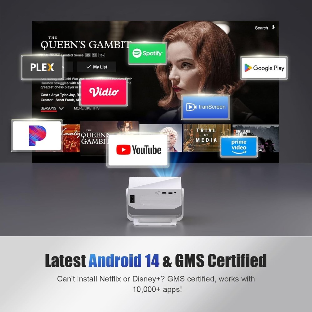 Portable Smart Projector - Native 1080P & 4K Support - Built-In Apps | Compatibl