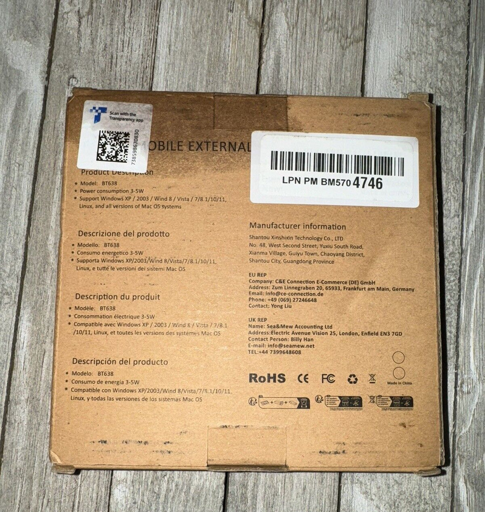 Rioddas External DVD/CD Drive Model BT638 - USB3.0 Pop-up Mobile External