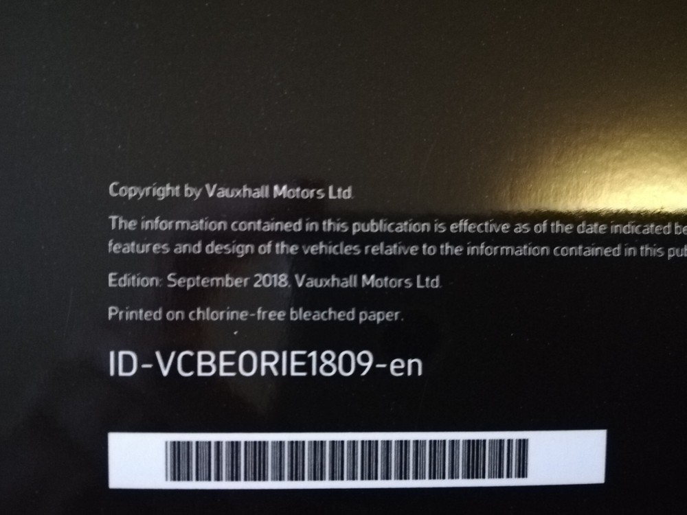 VAUXHALL COMBO HANDBOOK OWNERS MANUAL 2018-2022