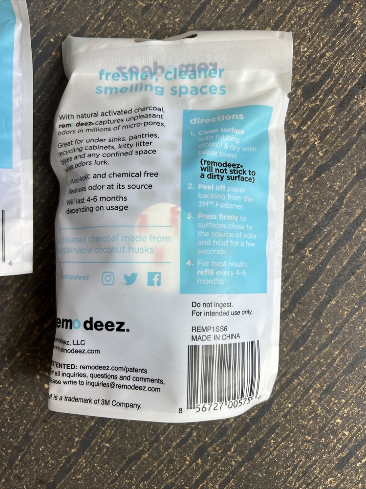 2 Remodeez Litter Box Deodorizer and Cat Odor Eliminator Activated Charcoal Bag