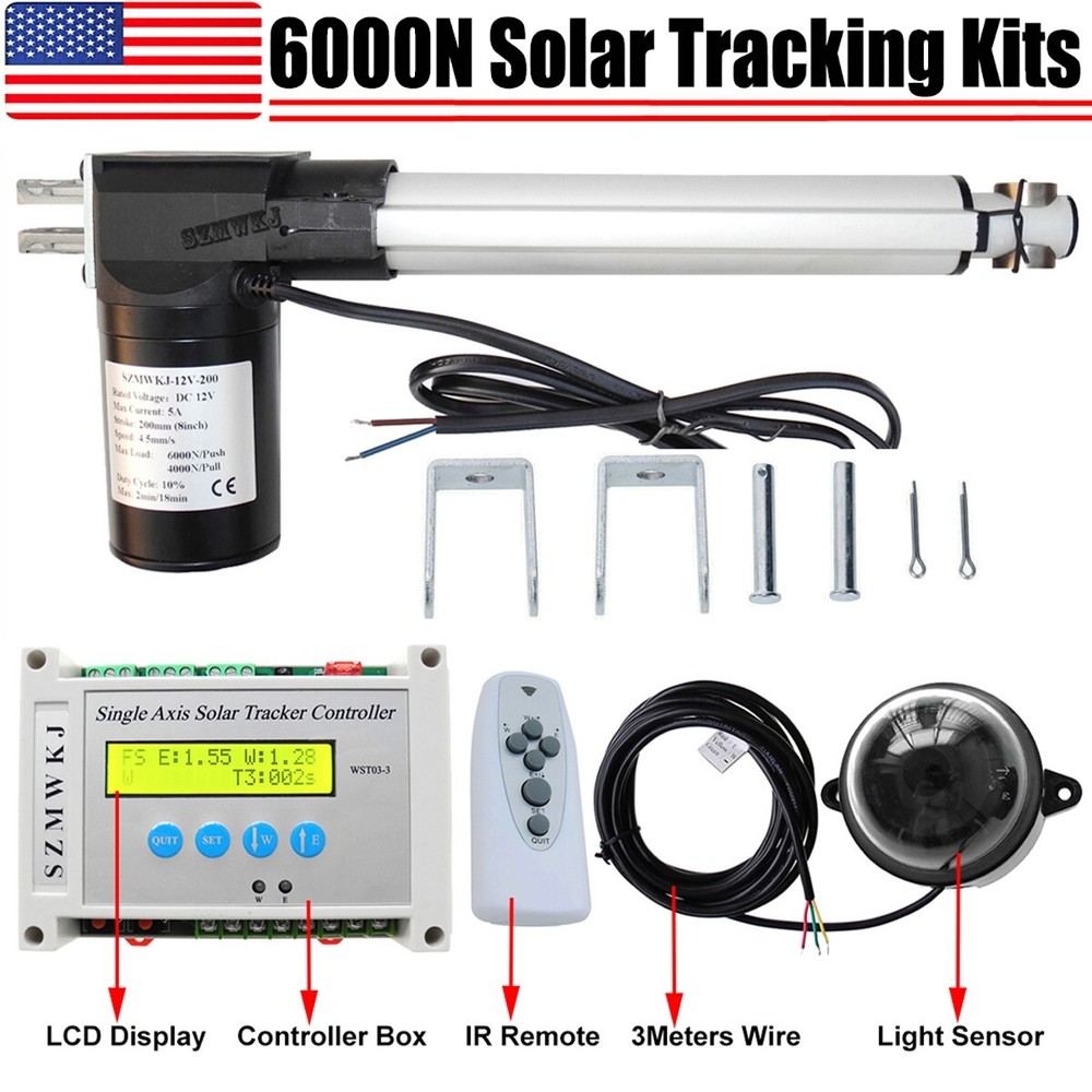 6000N DC 8" Linear Actuators &Controller DIY Single Axis Solar Tracker Sun Track